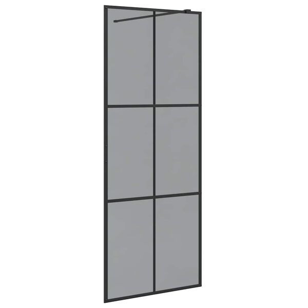 vidaXL Τοίχος Ντους Walk-in Μαύρο 80 x 195 cm σκληρυμένο γυαλί
