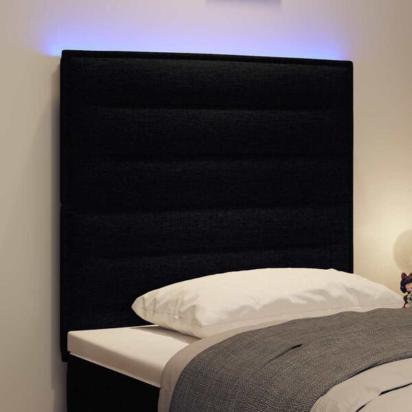 vidaXL LED κεφαλάρι με φώτα λωρίδας LED Επιτοίχιο Μαύρο 100 cm ύφασμα
