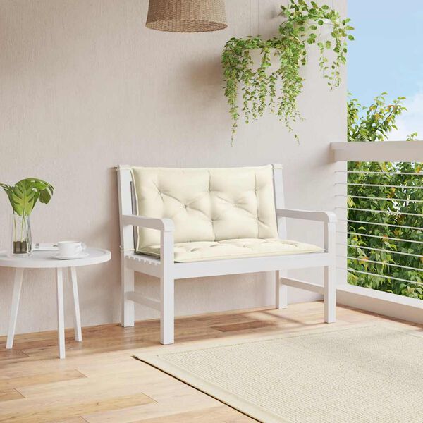 vidaXL Μαξιλάρι Πάγκου Κήπου Λευκό 100x(50+50)x7 εκ. Ύφασμα Oxford