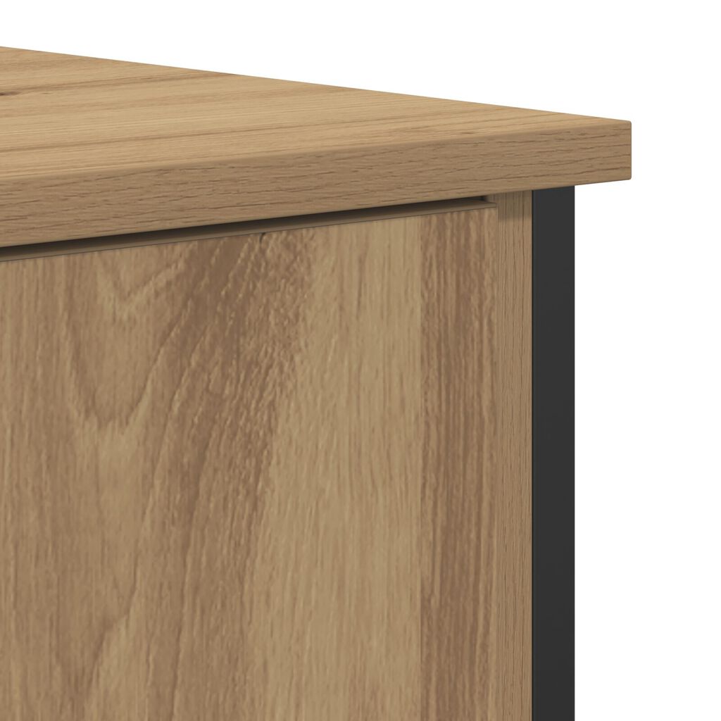 vidaXL Μπουφές Μασίφ Ξύλο Δρυός 70x30x80 εκ. Μοριοσανίδα και Μέταλλο