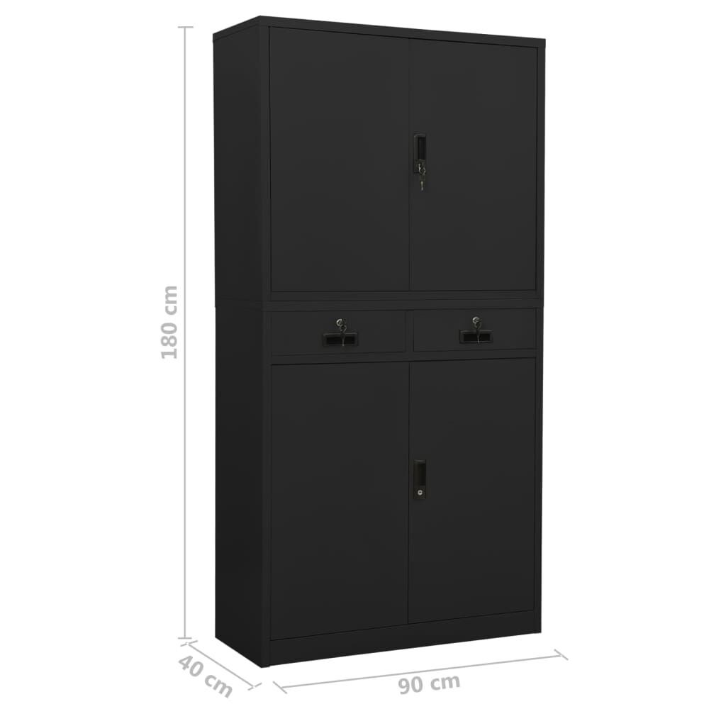 vidaXL Ντουλάπα Γραφείου Ανθρακί 90 x 40 x 180 εκ. Ατσάλινη