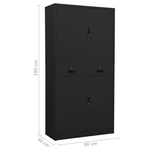 vidaXL Ντουλάπα Γραφείου Ανθρακί 90 x 40 x 180 εκ. Ατσάλινη