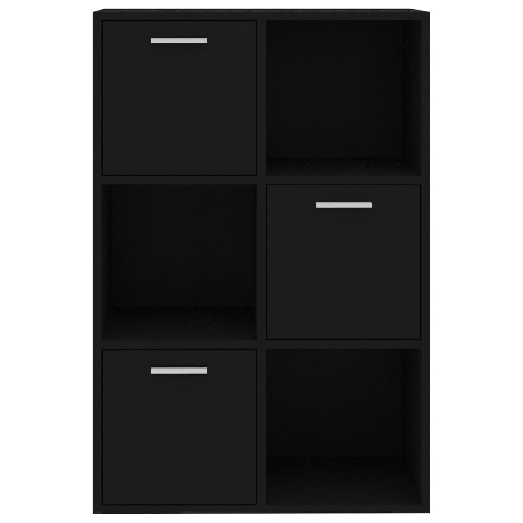 vidaXL Ραφιέρα με Ντουλάπια Μαύρη 60 x 29,5 x 90 εκ. από Επεξ. Ξύλο