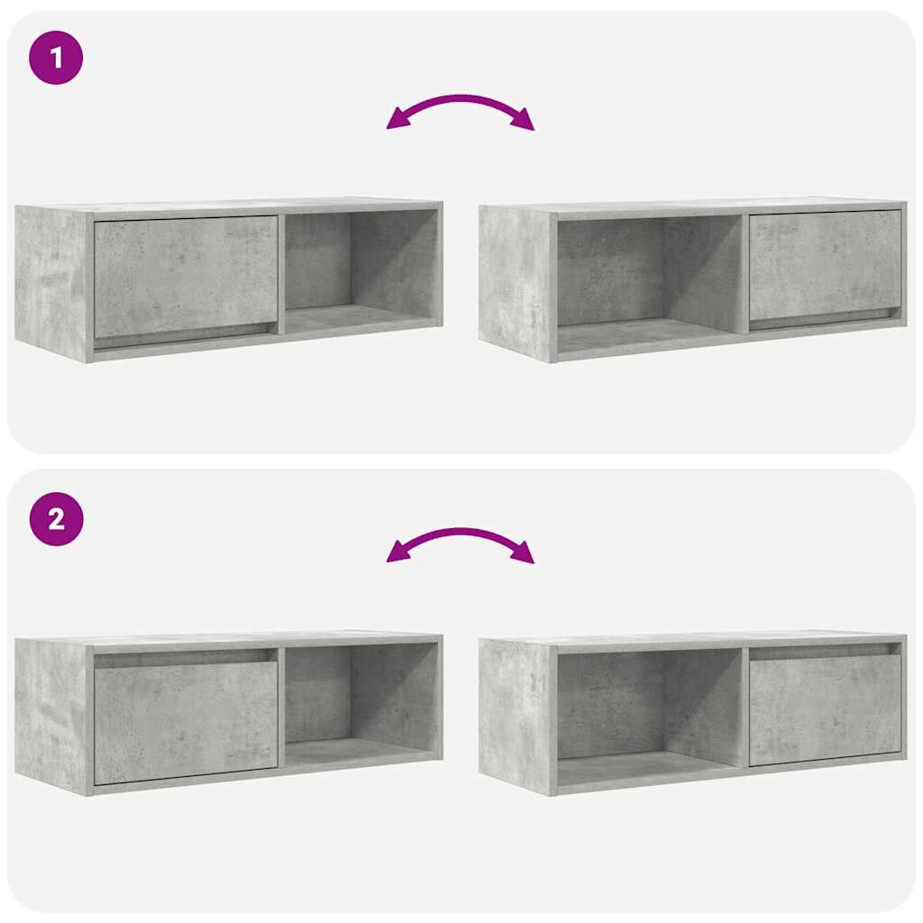 vidaXL Έπιπλο Τηλεόρασης Γκρι Σκυροδέματος 80x31x25,5εκ. Επεξεργ. Ξύλο