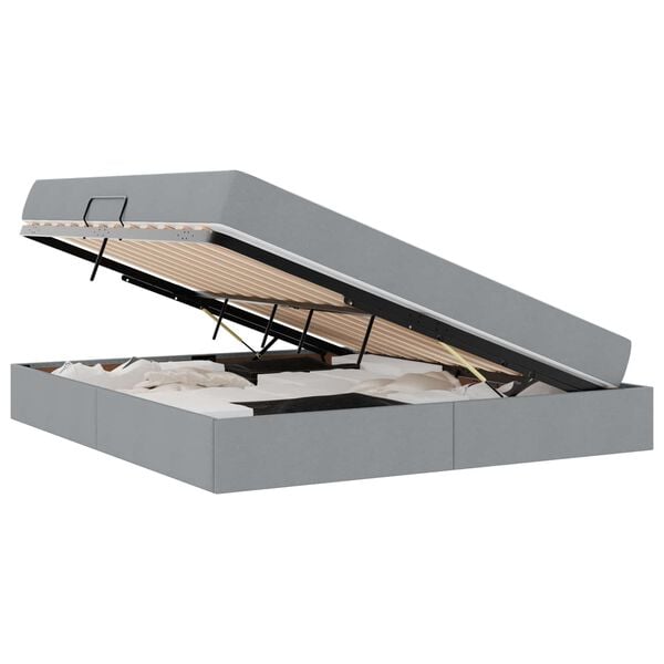 vidaXL Κρεβάτι με αποθηκευτικό χώρο και στρώμα με στρώμα Ανοιχτό γκρι