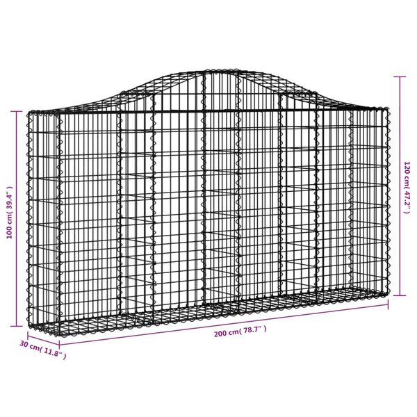 vidaXL Συρματοκιβώτια Τοξωτά 50 τεμ. 200x30x100/120 εκ. Γαλβαν. Ατσάλι