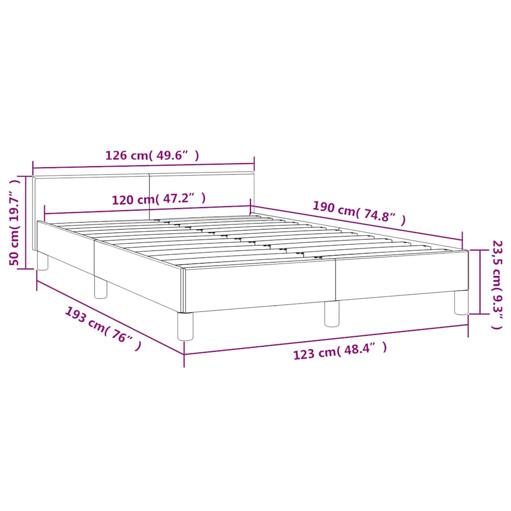 vidaXL Πλαίσιο Κρεβατιού χωρίς στρώμα Κρεμ 120x190 εκ.Συνθ. Δέρμα