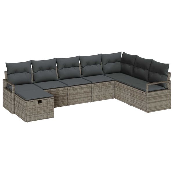 vidaXL Σετ Καναπέ Κήπου 8 pcs Γκρι Πολυ ράταν