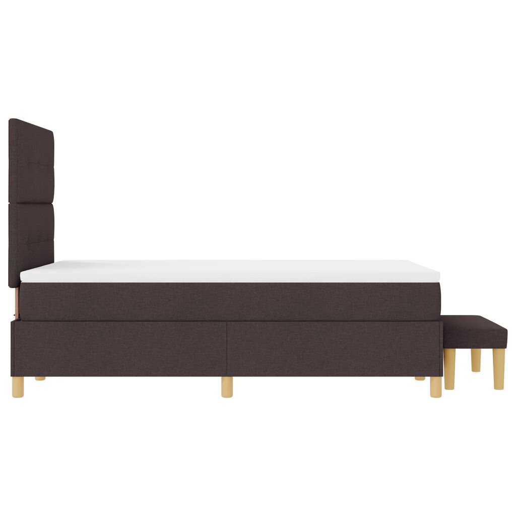vidaXL Κρεβάτι Box Spring με Στρώμα & Πάγκο Σκούρο Καφέ 120x200 εκ. Υφάσματος