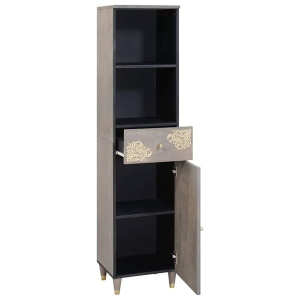 vidaXL Πλαϊνό γραφείο Γκρι 38 x 33 x 160 εκ. Στερεό ξύλο μάνγκο