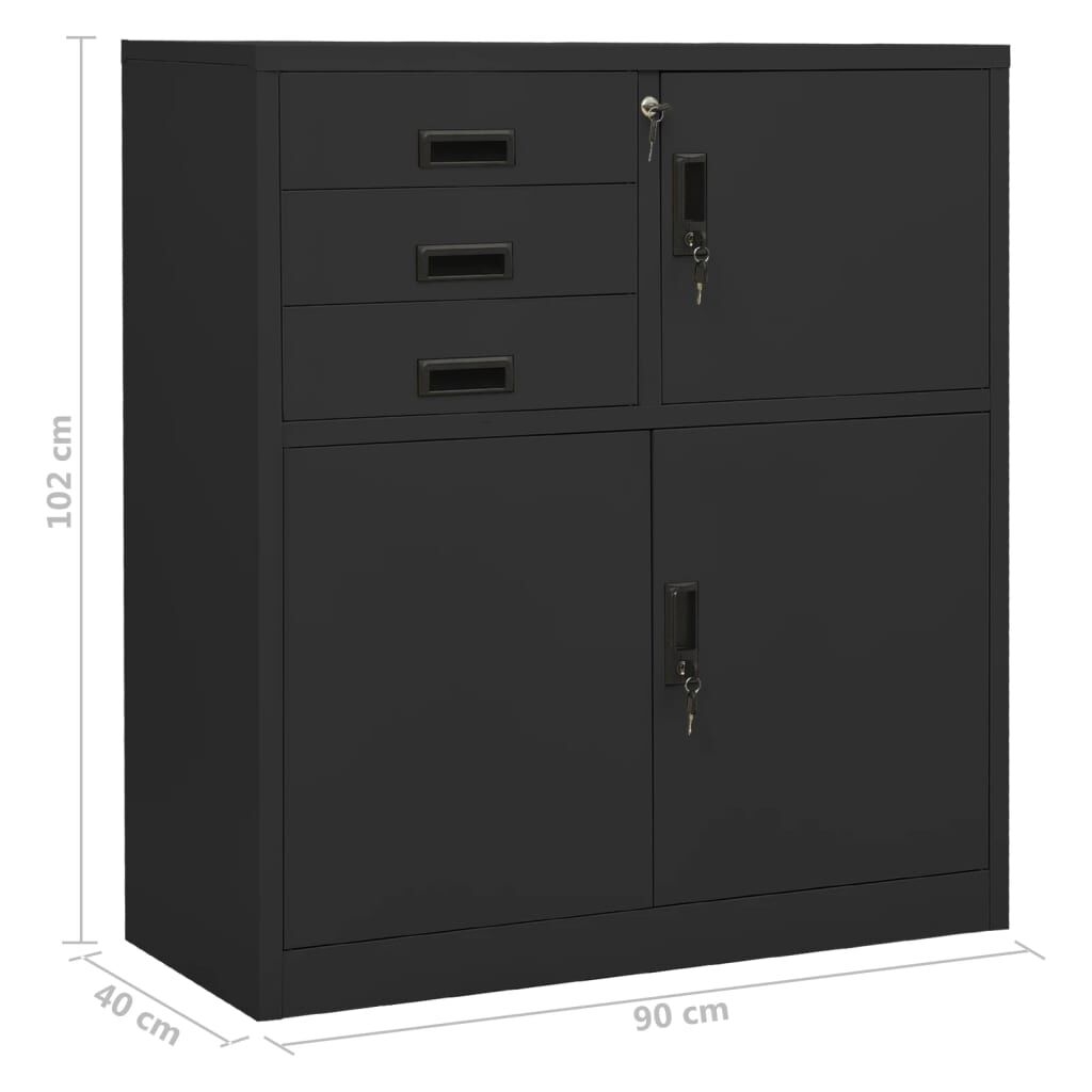 vidaXL Ντουλάπα Γραφείου Ανθρακί 90 x 40 x 102 εκ. Ατσάλινη