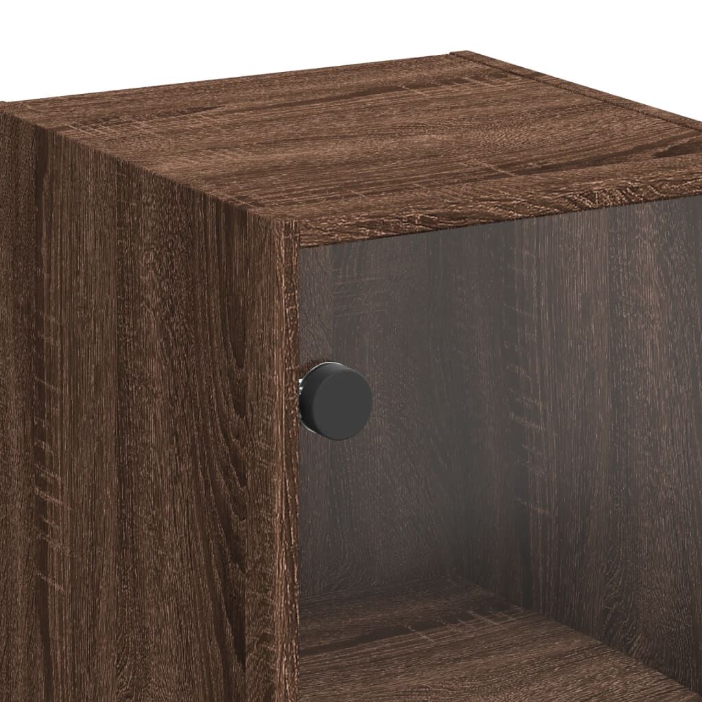 vidaXL Ντουλάπι Τοίχου Καφέ Δρυς 35x37x68,5 εκ. Γυάλινες Πόρτες