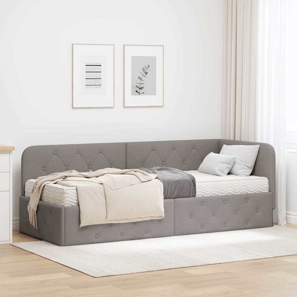 vidaXL Κρεβάτι Γωνίας με στρώμα με κεφαλάρι Taupe 80 x 200 cm ύφασμα