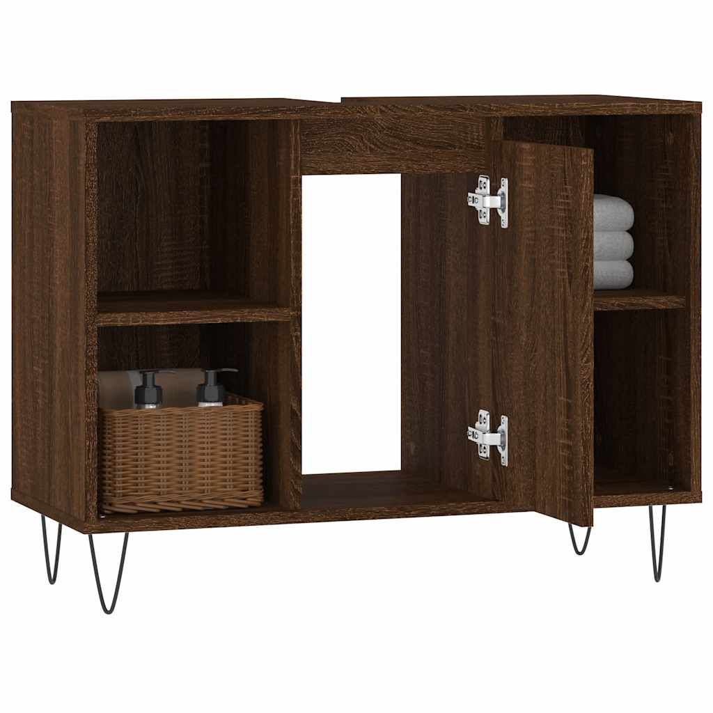 vidaXL Ντουλάπι Μπάνιου Καφέ Δρυς 80 x 33 x 60 εκ. Επεξεργασμένο Ξύλο