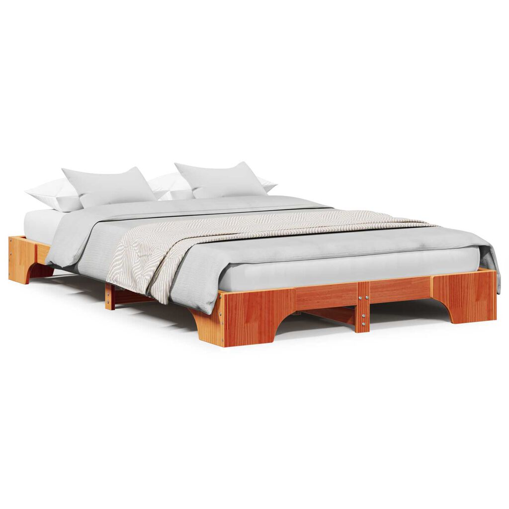 vidaXL Κρεβάτι Κερωμένο καφέ Ξύλο 120 x 200 cm Καφέ Κρεβάτι Ορθογώνιο