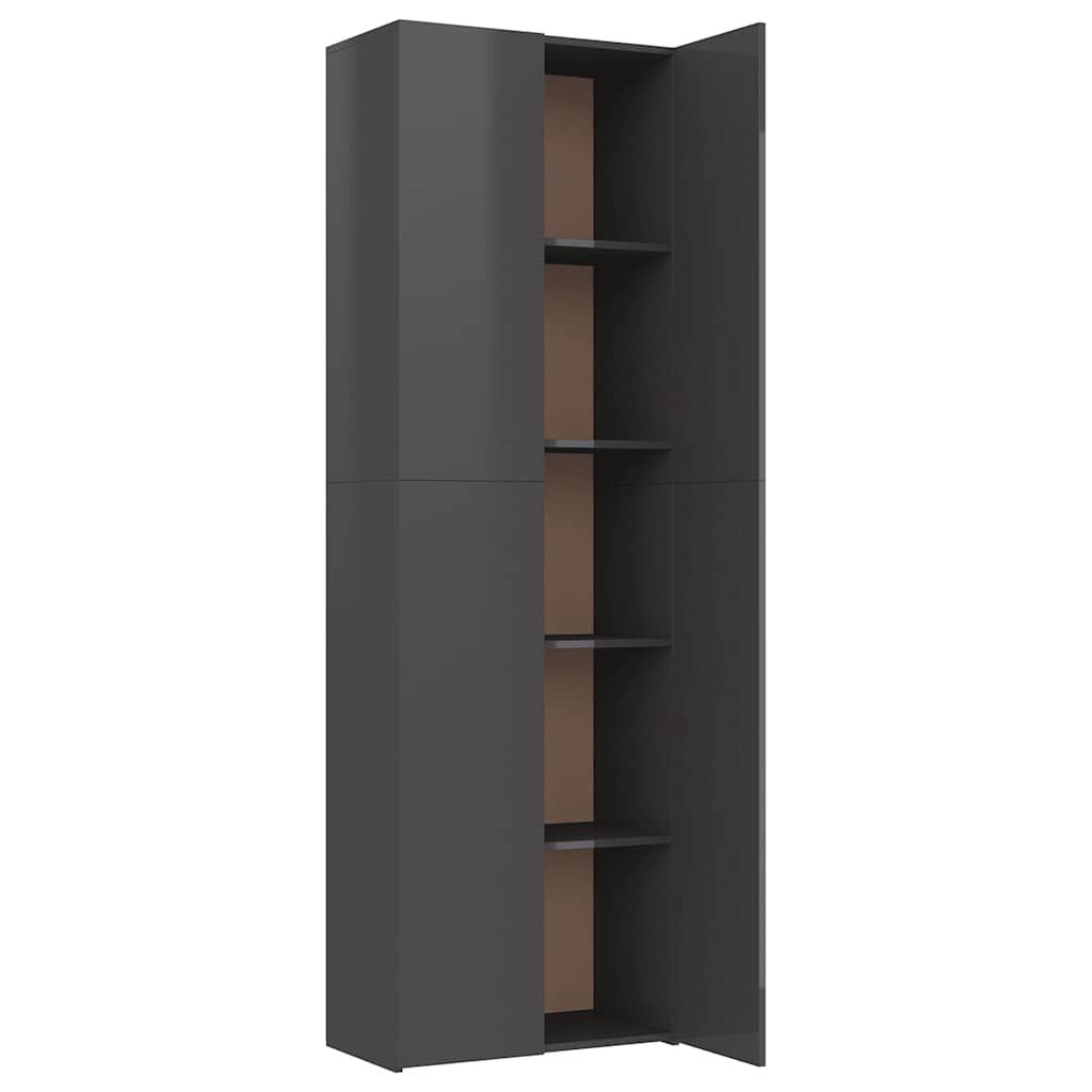 vidaXL Ντουλάπα Γραφείου Γυαλιστερό Γκρι 60x32x190 εκ. από Μοριοσανίδα
