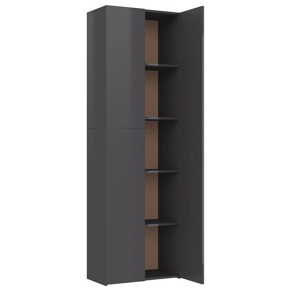 vidaXL Ντουλάπα Γραφείου Γυαλιστερό Γκρι 60x32x190 εκ. από Μοριοσανίδα