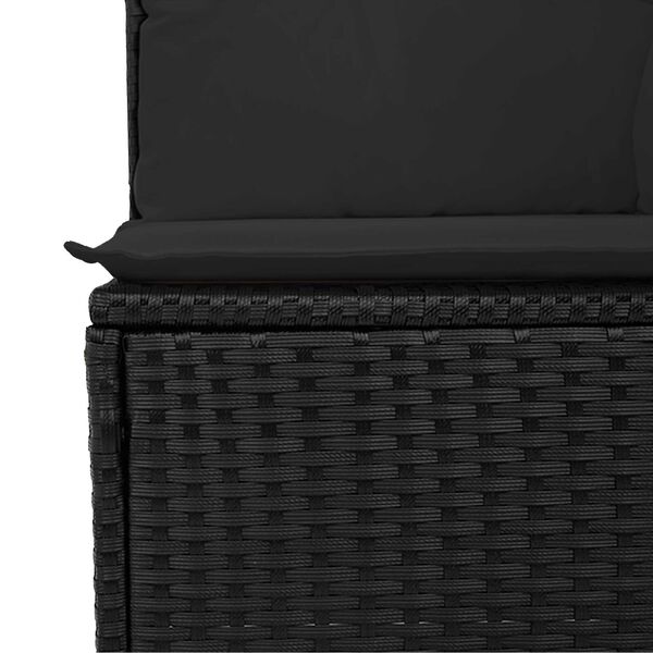 vidaXL Σετ Σοφάκι Κήπου 9 pcs Μαύρο Μεγάλο Ρατάν, Ξύλο