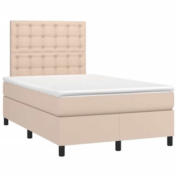 vidaXL Κρεβάτι Boxspring με Στρώμα Καπουτσίνο 120x200εκ.από Συνθ.Δέρμα