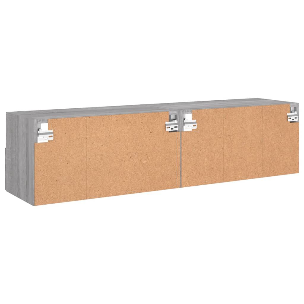 vidaXL Έπιπλα Τοίχου Τηλεόρασης 2τεμ Γκρι Sonoma 60x30x30εκ Επεξ. Ξύλο