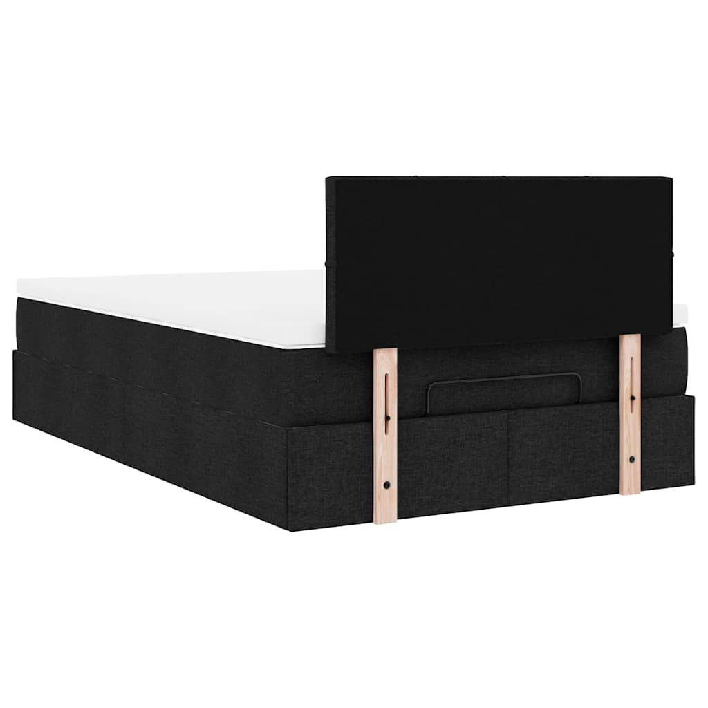 vidaXL Οθωμανικό κρεβάτι με στρώμα Μαύρο 120x190 cm Ύφασμα