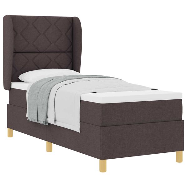 vidaXL Κρεβάτι Box Spring με Στρώμα Σκούρο Καφέ 80x200 εκ. Ύφασμα
