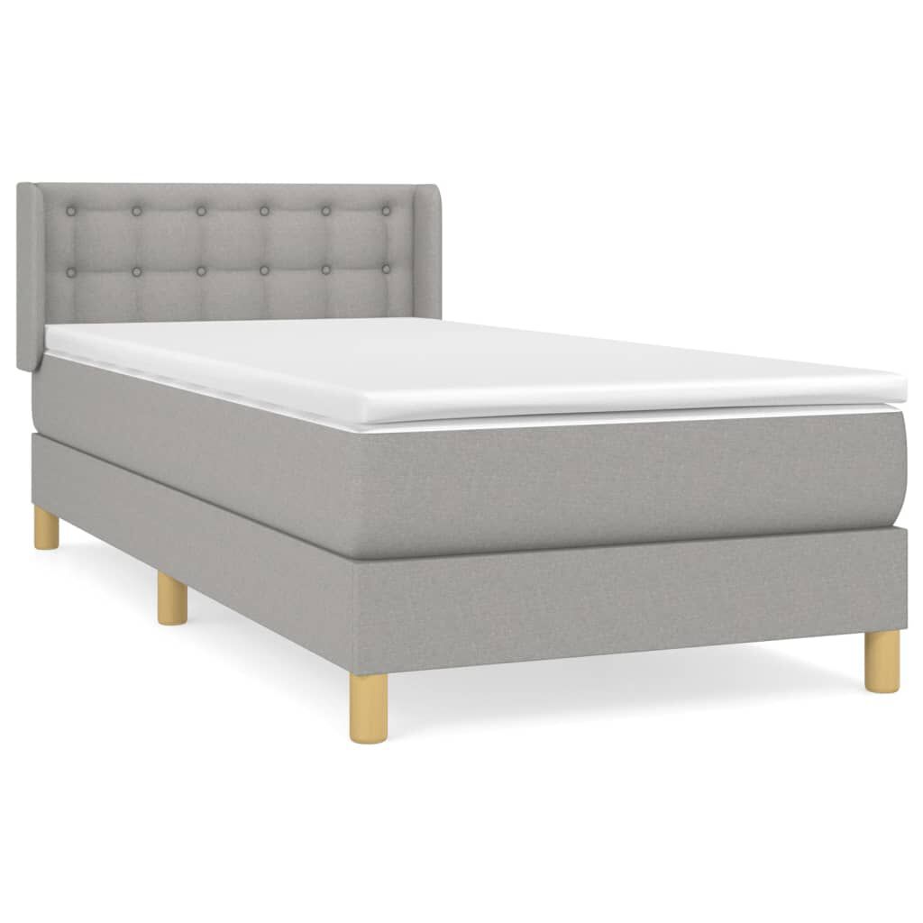 vidaXL Κρεβάτι Boxspring με Στρώμα Ανοιχτό Γκρι 100x200 εκ. Υφασμάτινο