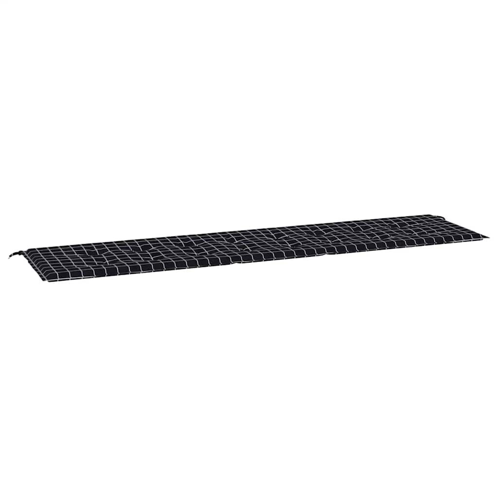 vidaXL Μαξιλάρι Πάγκου Μαύρο Καρό 200x50x4 εκ. Ύφασμα Oxford