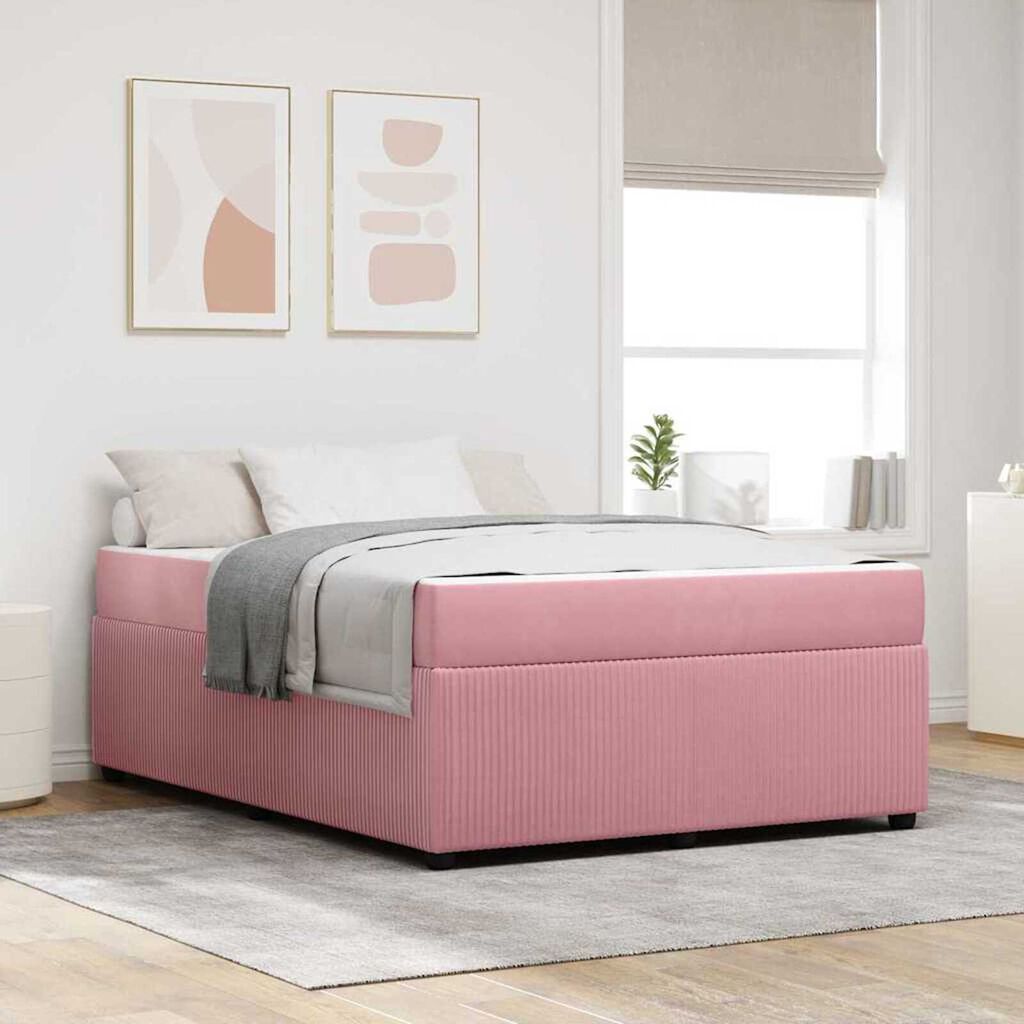 vidaXL Σκελετός κρεβατιού με στρώμα Άλλο Ροζ 140 x 200 cm Βελούδο