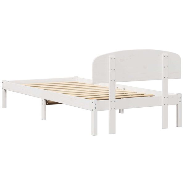 vidaXL Σκελετός Κρεβατιού Λευκό 75 x 190 cm Μασίφ ξύλο πεύκου