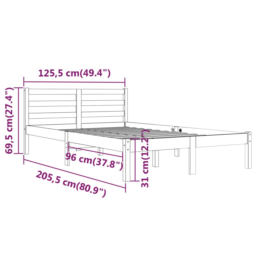 vidaXL Πλαίσιο Κρεβατιού Γκρι 120 x 200 εκ. από Μασίφ Ξύλο Πεύκου