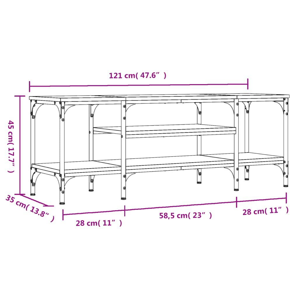 vidaXL Έπιπλο Τηλεόρασης Sonoma Γκρι 121x35x45 εκ. Επεξ. Ξύλο/Σίδερο