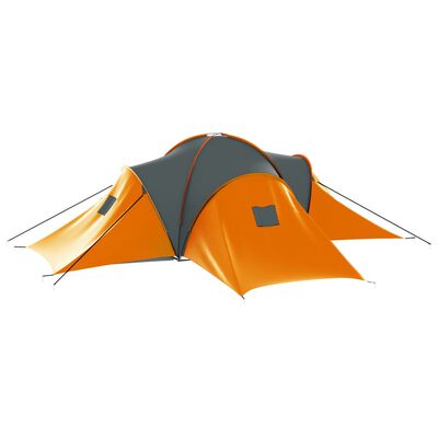 vidaXL Σκηνή Camping 9 Ατόμων Γκρι / Πορτοκαλί Υφασμάτινη