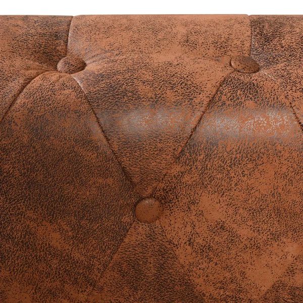 vidaXL Καναπές Γωνιακός Πενταθέσιος Chesterfield Καφέ Συνθετικό Δέρμα