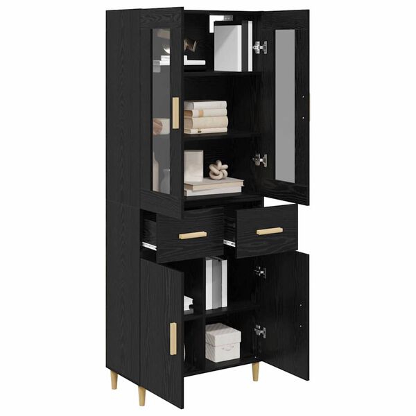 vidaXL Highboard &Mu;&alpha;ύ&rho;&eta; &Omicron;&xi;&upsilon;ά 69,5 x 34 x 180 &epsilon;&kappa;. &Epsilon;&pi;&epsilon;&xi;&epsilon;&rho;&gamma;&alpha;&sigma;&mu;έ&nu;&omicron; &xi;ύ&lambda;&omicron;