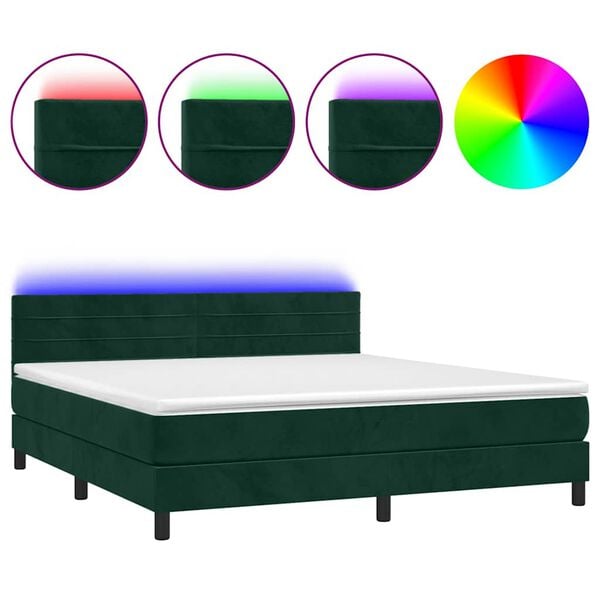 vidaXL &Kappa;&rho;&epsilon;&beta;ά&tau;&iota; Boxspring &mu;&epsilon; &Sigma;&tau;&rho;ώ&mu;&alpha; & LED &Sigma;&kappa;. &Pi;&rho;ά&sigma;&iota;&nu;&omicron; 160x200&epsilon;&kappa; &Beta;&epsilon;&lambda;&omicron;ύ&delta;&omicron;