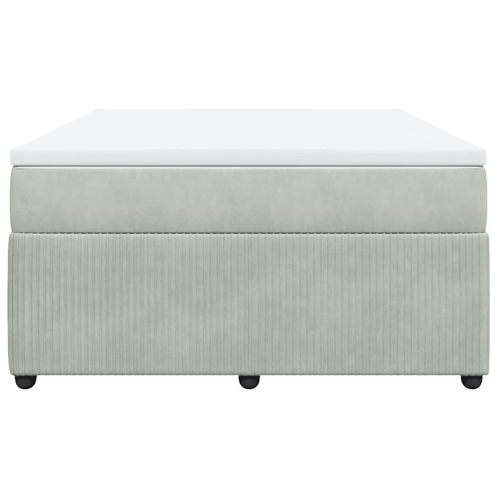 vidaXL Κρεβάτι Boxspring με Στρώμα Ανοιχτό Γκρι 160x200 εκ. Βελούδινο