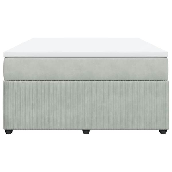 vidaXL Κρεβάτι Boxspring με Στρώμα Ανοιχτό Γκρι 160x200 εκ. Βελούδινο