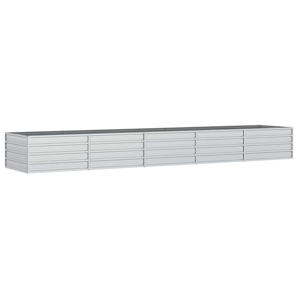vidaXL Ζαρντινιέρα Υπερυψωμένη Ασημί 400x80x45 εκ. Γαλβανισμ. Χάλυβας