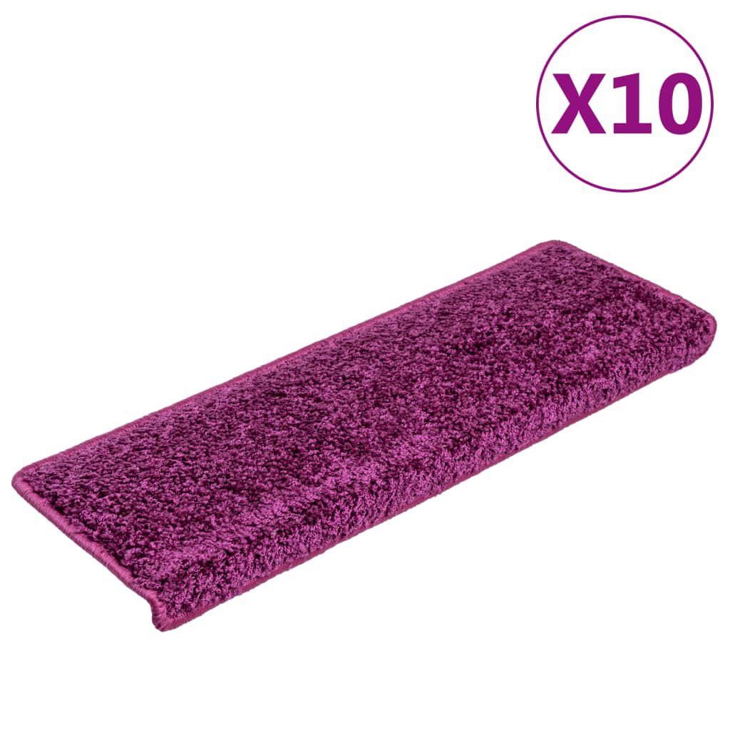 vidaXL Πατάκια Σκάλας 10 τεμ. Βιολετί 65 x 21 x 4 εκ.