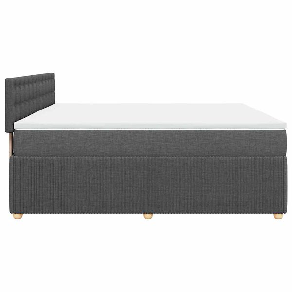 vidaXL Κρεβάτι Boxspring με Στρώμα Σκούρο Γκρι 180x200 εκ Υφασμάτιν