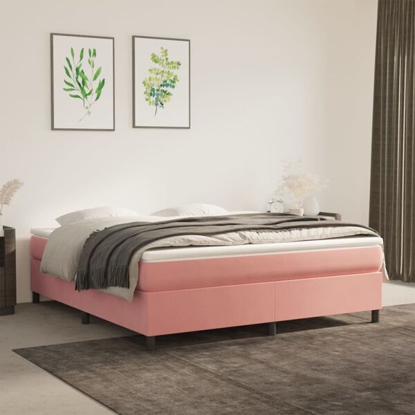 vidaXL &Kappa;&rho;&epsilon;&beta;ά&tau;&iota; Boxspring &mu;&epsilon; &Sigma;&tau;&rho;ώ&mu;&alpha; &Rho;&omicron;&zeta; 160x200 &epsilon;&kappa;. &Beta;&epsilon;&lambda;&omicron;ύ&delta;&iota;&nu;&omicron;
