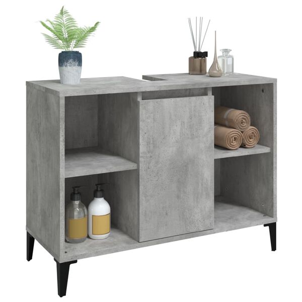vidaXL Ντουλάπι Νιπτήρα Γκρι Σκυρ. 80 x 33 x 60 εκ. Επεξεργασμένο Ξύλο