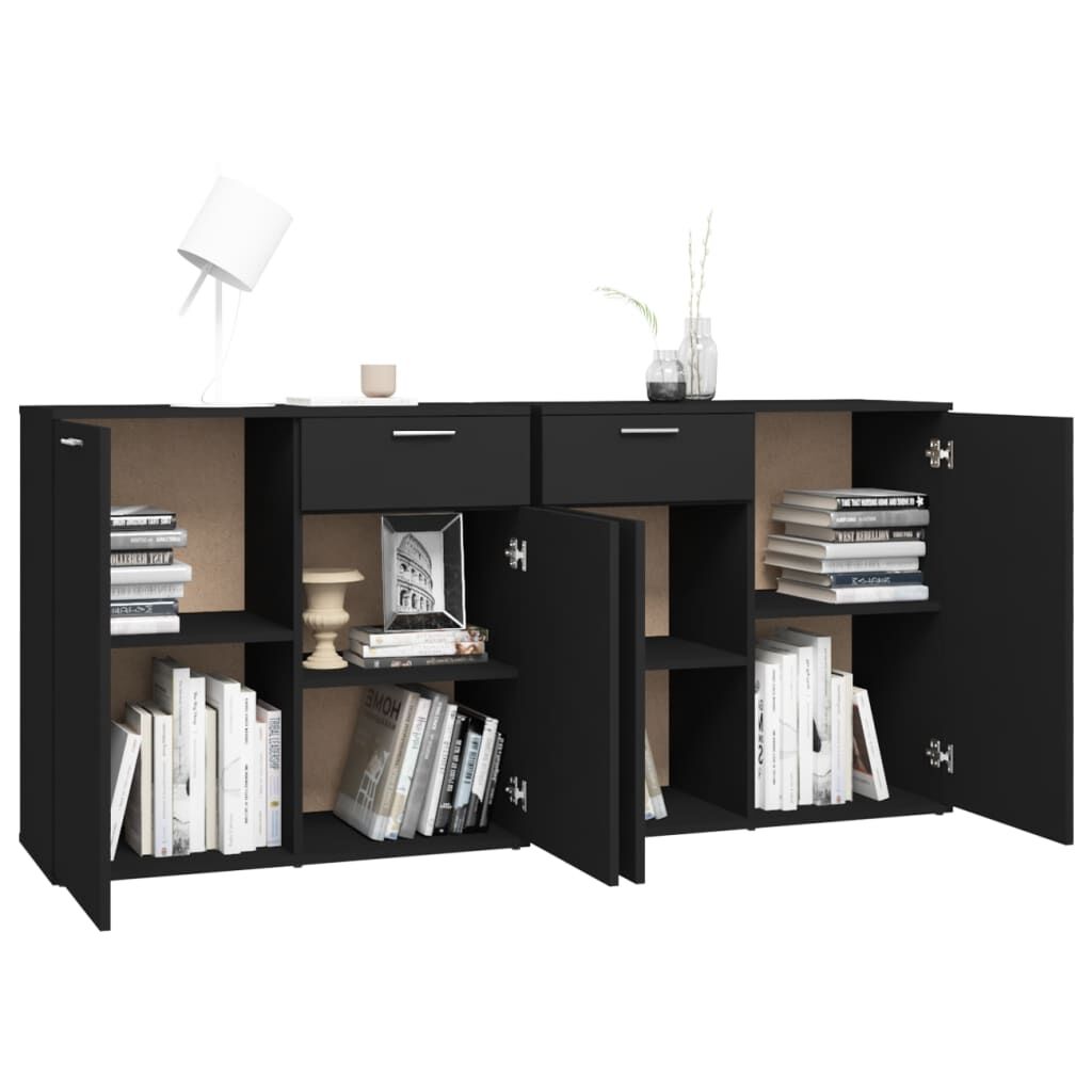 vidaXL Μπουφές Μαύρος 160 x 36 x 75 εκ. Επεξ. Ξύλο