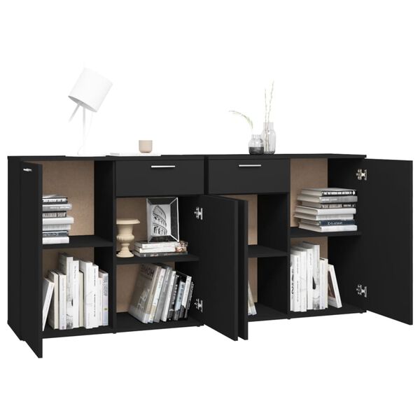 vidaXL Μπουφές Μαύρος 160 x 36 x 75 εκ. Επεξ. Ξύλο