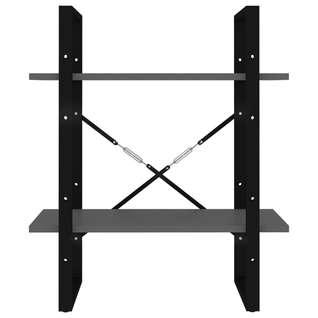vidaXL Βιβλιοθήκη με 2 Ράφια Γκρι 60 x 30 x 70 εκ. από Επεξ. Ξύλο