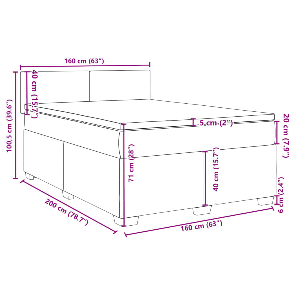 vidaXL Κρεβάτι Boxspring με Στρώμα Αν. Πράσινο 160x200εκ Υφασμάτινο