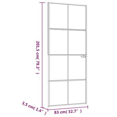 vidaXL Εσωτερική Πόρτα 83x201,5 εκ. Ψημένο Γυαλί και Λεπτό Αλουμίνιο