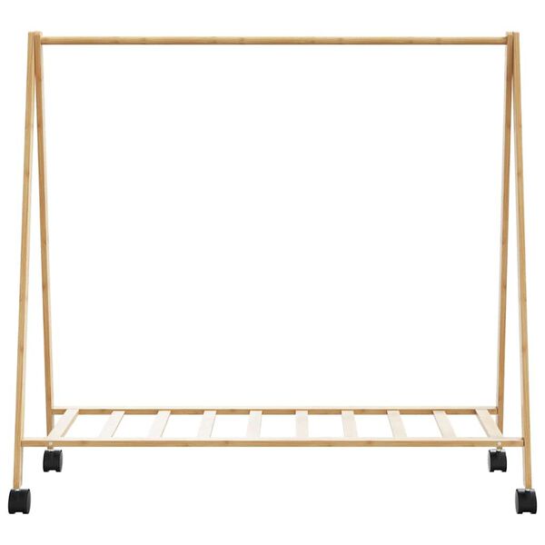 vidaXL Ράφι ρούχων με ράφια και ρόδες 106x34x106,5 cm Μπαμπού