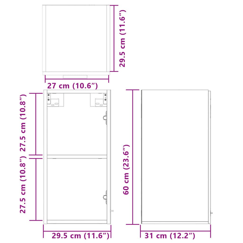 vidaXL Ντουλάπι Κρεμαστό Lyon Sonoma Δρυς 29,5x31x60εκ.
